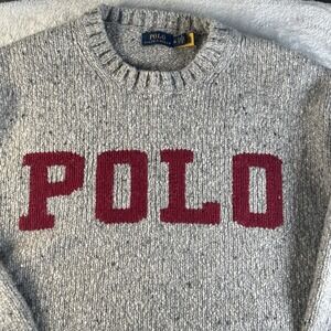 Polo by Ralph Lauren Gray and Red Crew Neck Sweater